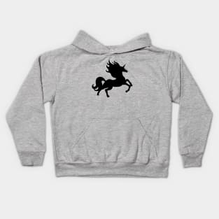 Black Running Unicorn Silhouette Kids Hoodie